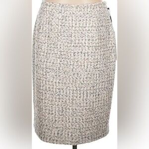 NWT Calvin Klein Women’s Tweed Knee Length Skirt Size 12 Cream Gray Beige $89